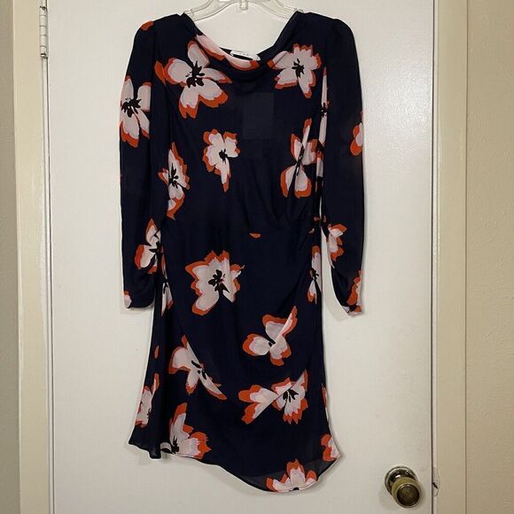 NEW! A.L.C. navy blue floral silk flowy dress size US 4 - Picture 1 of 6